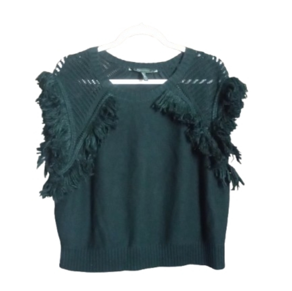 BCBGMAXAZRIA Fringe Knit Sleeveless Top